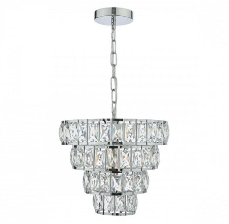 Cerys 1 Light 4 Tier Pendant Crystal & Silver