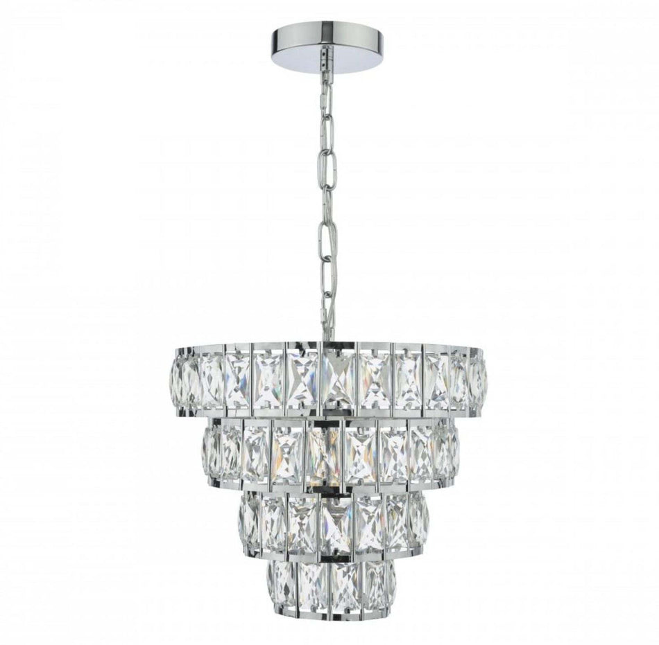 Cerys 1 Light 4 Tier Pendant Crystal & Silver