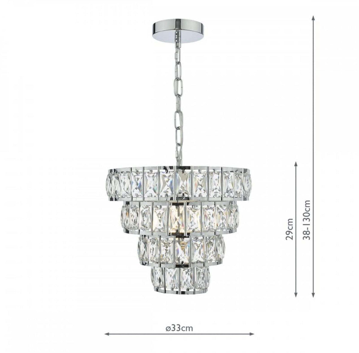 Cerys 1 Light 4 Tier Pendant Crystal & Silver