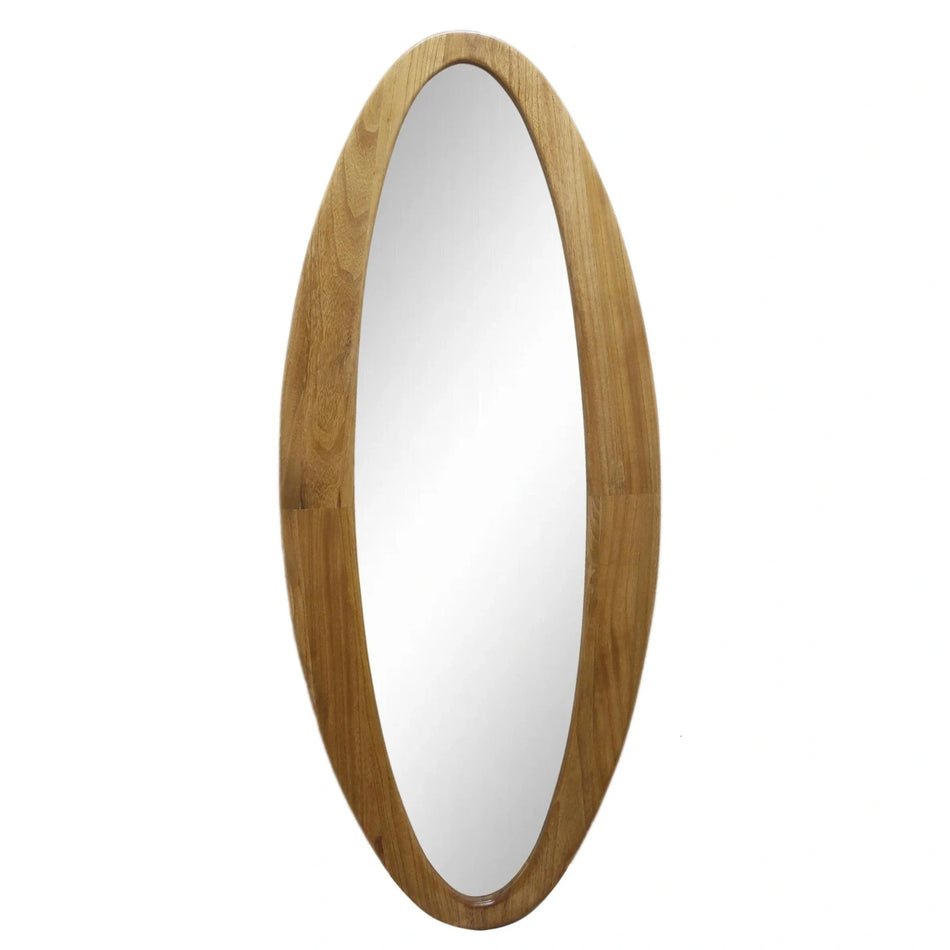 Large Oval Wooden frame Mirror.