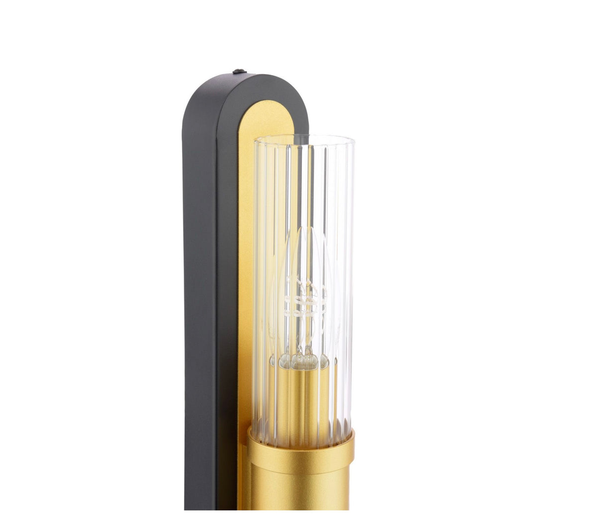 Rhian 2 Light Wall Light Matt Black and Ribbed Glass