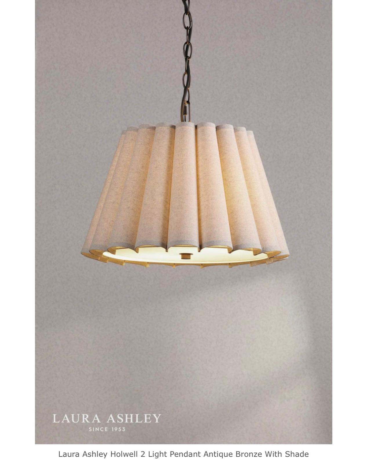 Laura Ashley Holwell 2 Light Pendant Antique Bronze With Shade