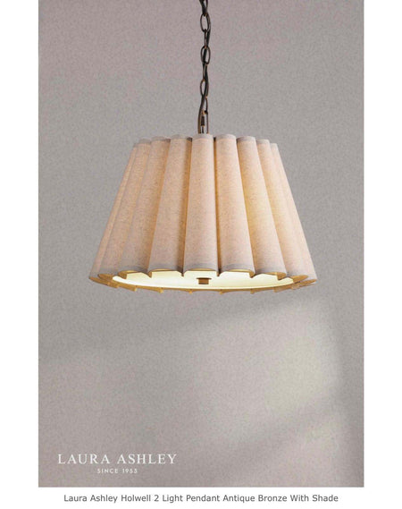 Laura Ashley Holwell 2 Light Pendant Antique Bronze With Shade