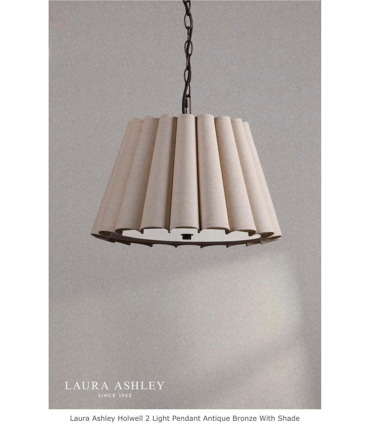 Laura Ashley Holwell 2 Light Pendant Antique Bronze With Shade