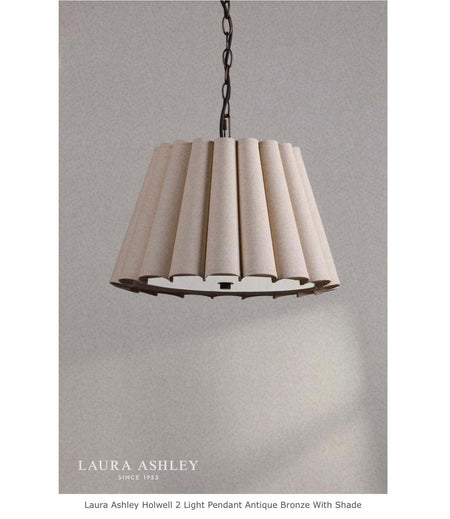 Laura Ashley Holwell 2 Light Pendant Antique Bronze With Shade