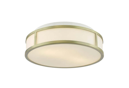 Royce 2 Light Bathroom Ceiling Light Matt Antique Brass and Opal Glass IP44