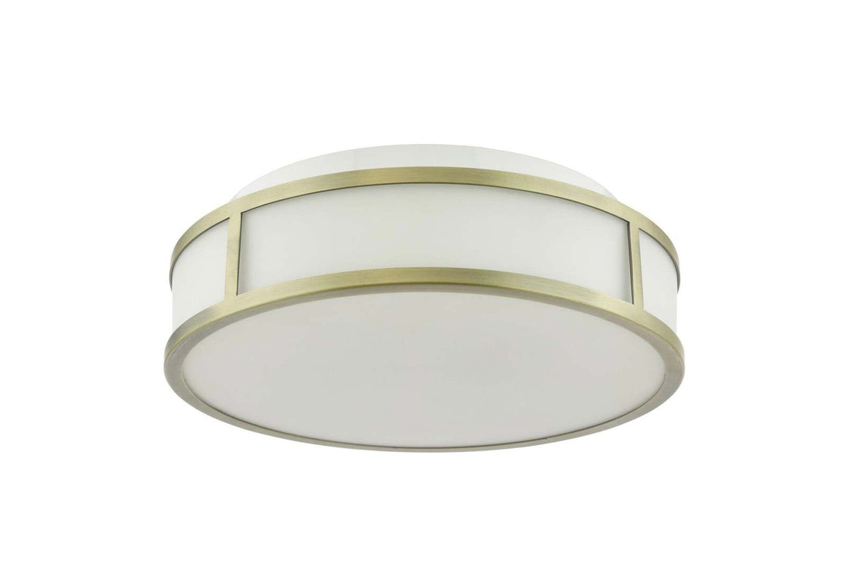 Royce 2 Light Bathroom Ceiling Light Matt Antique Brass and Opal Glass IP44