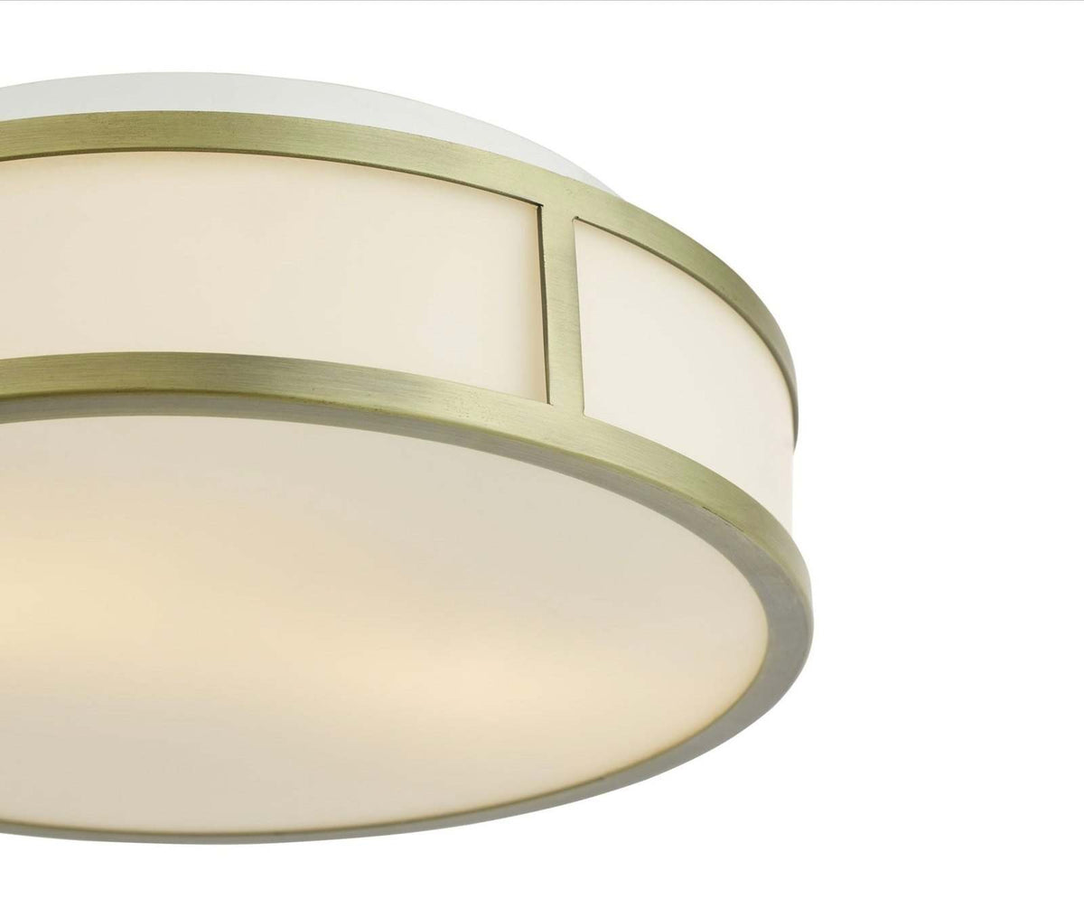 Royce 2 Light Bathroom Ceiling Light Matt Antique Brass and Opal Glass IP44