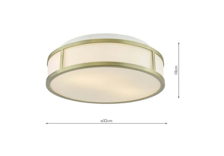 Royce 2 Light Bathroom Ceiling Light Matt Antique Brass and Opal Glass IP44