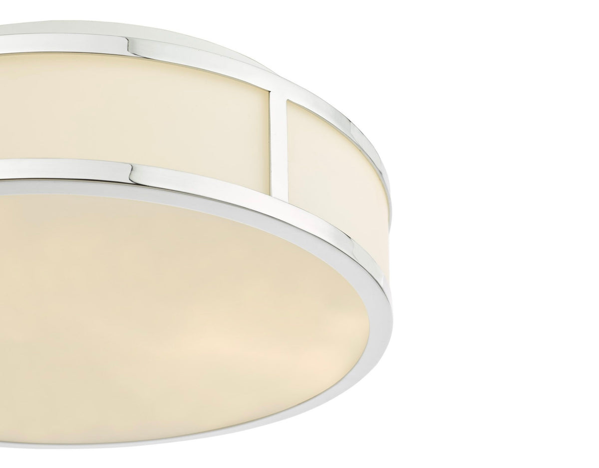 Royce 2 Light Bathroom Ceiling Light Polished Chrome and Opal Glass IP44