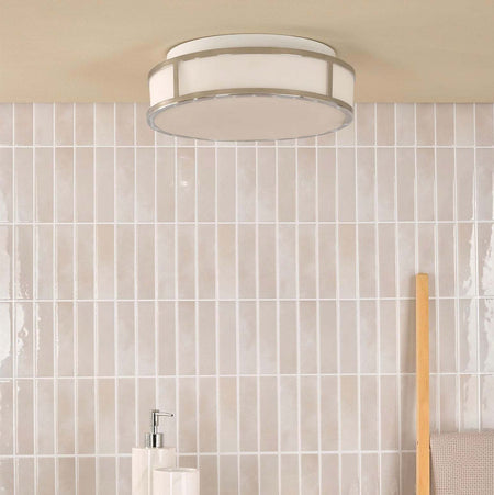 Royce 2 Light Bathroom Ceiling Light Polished Chrome and Opal Glass IP44