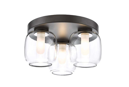 Edaline 3 Light Bathroom Ceiling Light Matt Black and Glass IP44