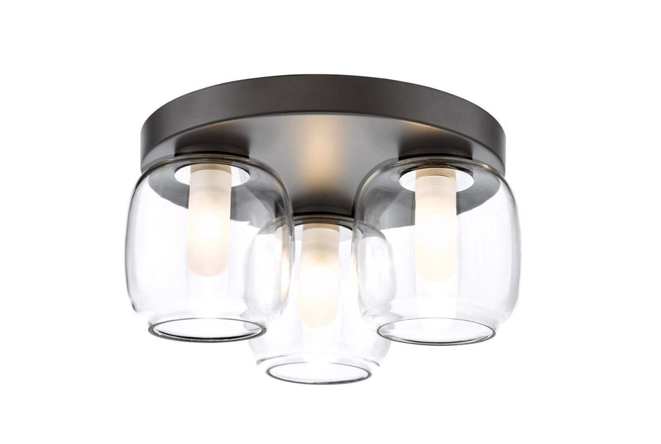 Edaline 3 Light Bathroom Ceiling Light Matt Black and Glass IP44