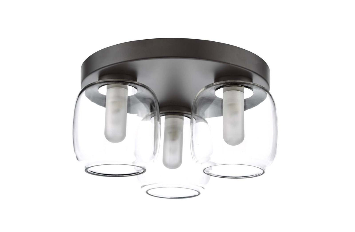 Edaline 3 Light Bathroom Ceiling Light Matt Black and Glass IP44