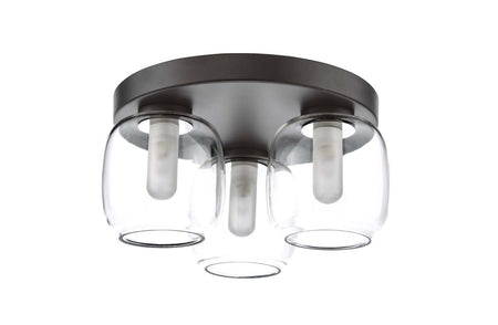 Edaline 3 Light Bathroom Ceiling Light Matt Black and Glass IP44