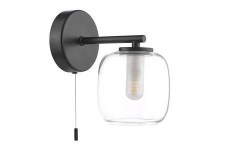 Edaline Bathroom Wall Light Matt Black and Glass IP44