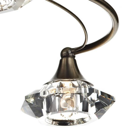 Luther 4 Light Semi Flush Antique Brass Crystal