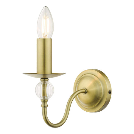 Lyzette Wall Light Aged Brass Ribbed Glass