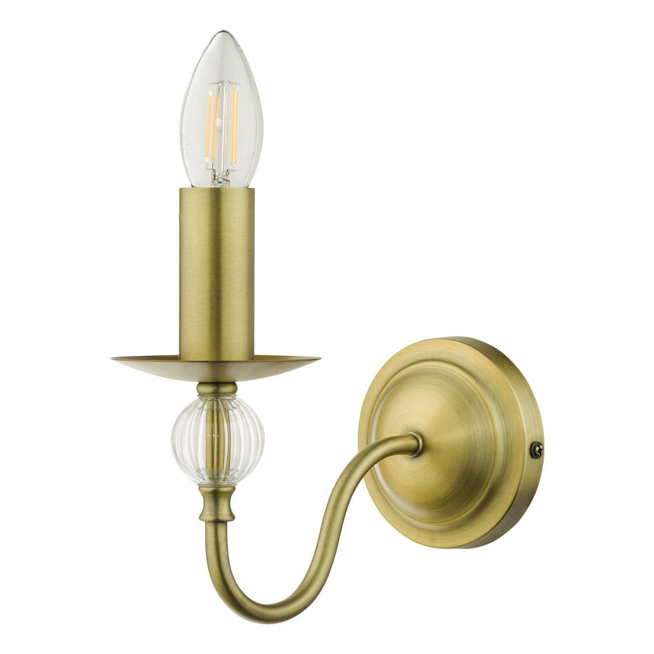 Lyzette Wall Light Aged Brass Ribbed Glass