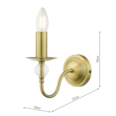 Lyzette Wall Light Aged Brass Ribbed Glass