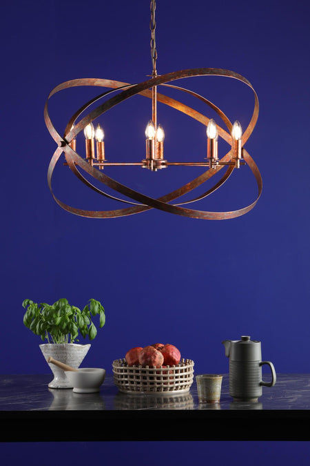 Nitya 8 Light Pendant Mottled Copper