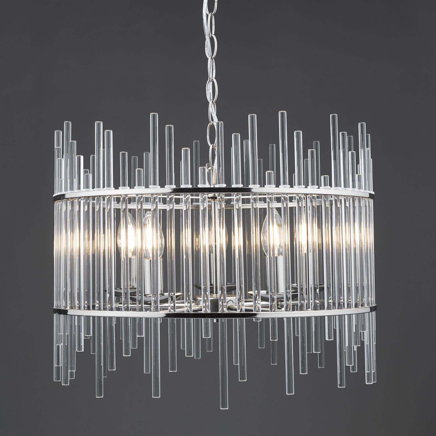 Olyn 5lt Pendant Polished Nickel & Glass
