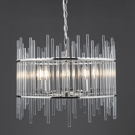 Olyn 5lt Pendant Polished Nickel & Glass