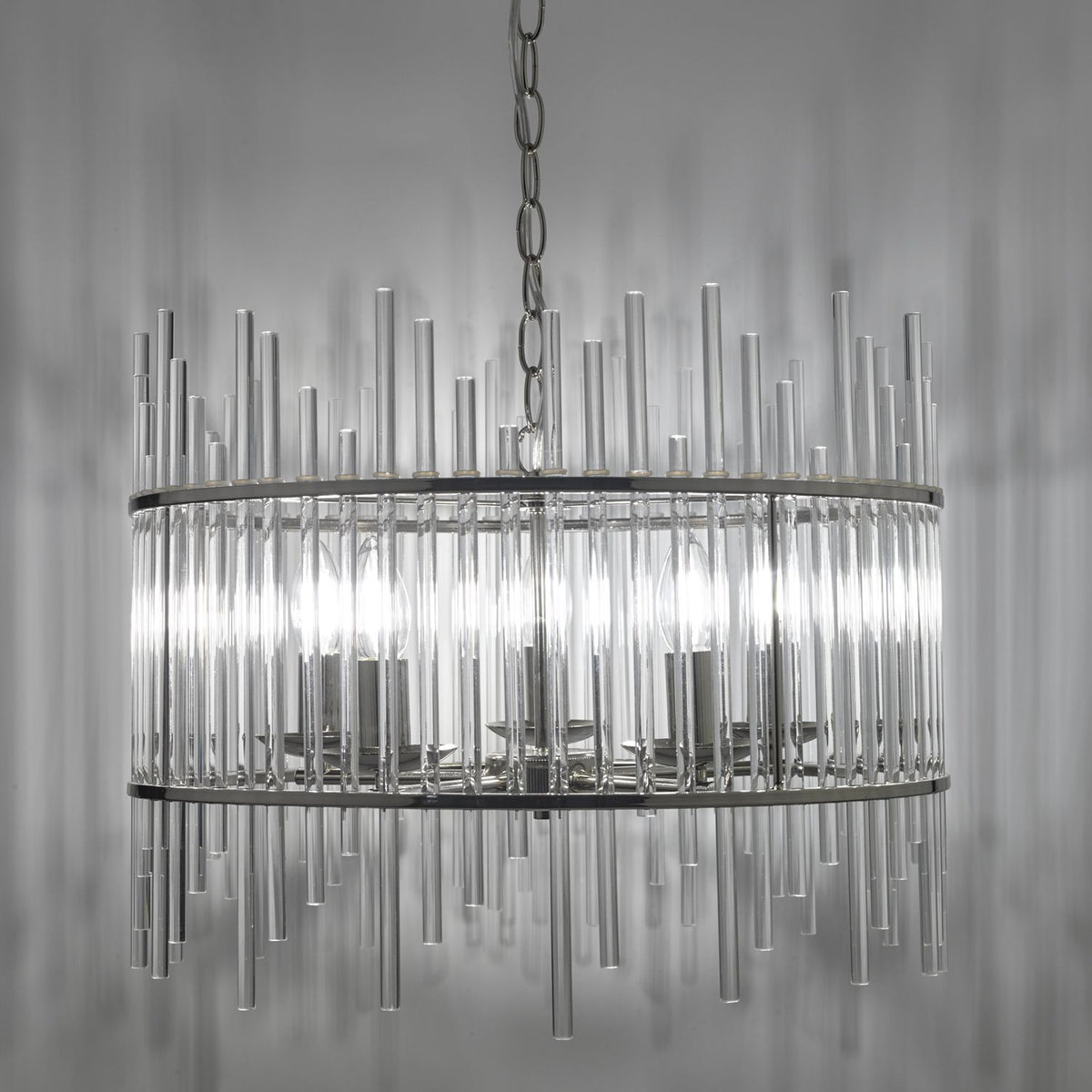 Olyn 5lt Pendant Polished Nickel & Glass