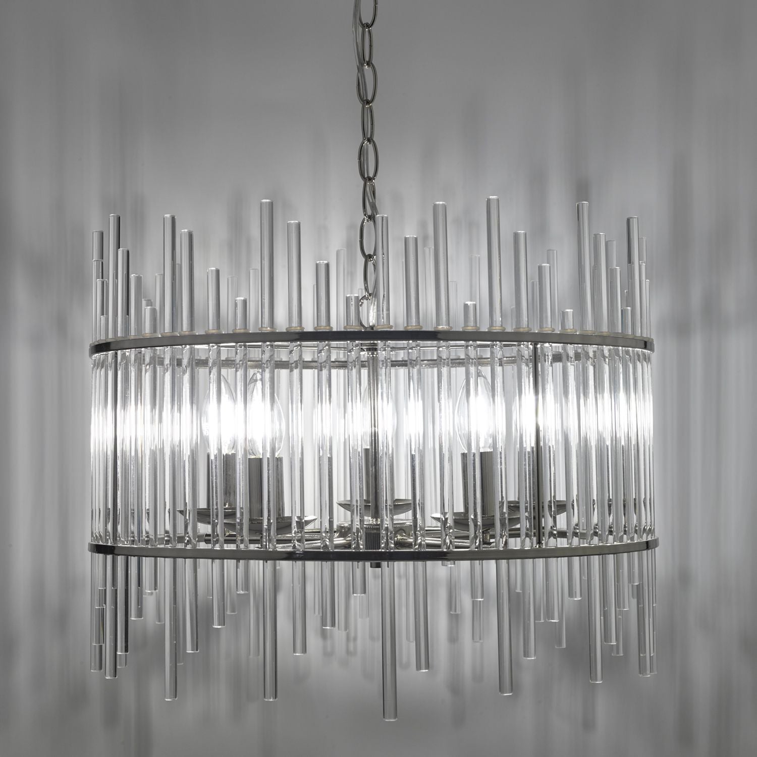 Olyn 5lt Pendant Polished Nickel & Glass