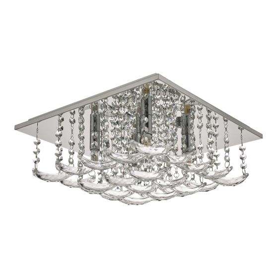 Orella 5 Light Flush Polished Chrome & Crystal