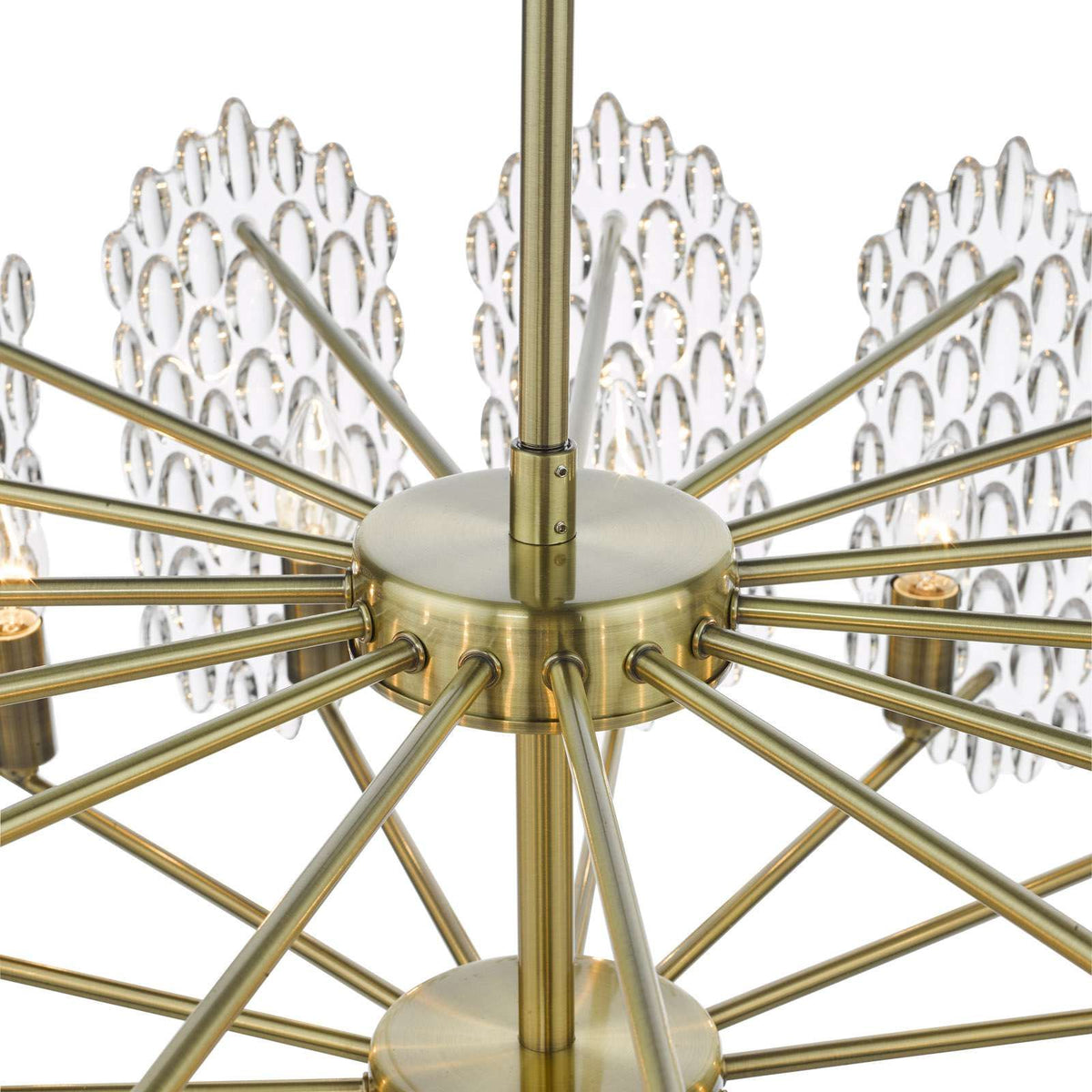 Porthos 15 Light Pendant Antique Brass Glass