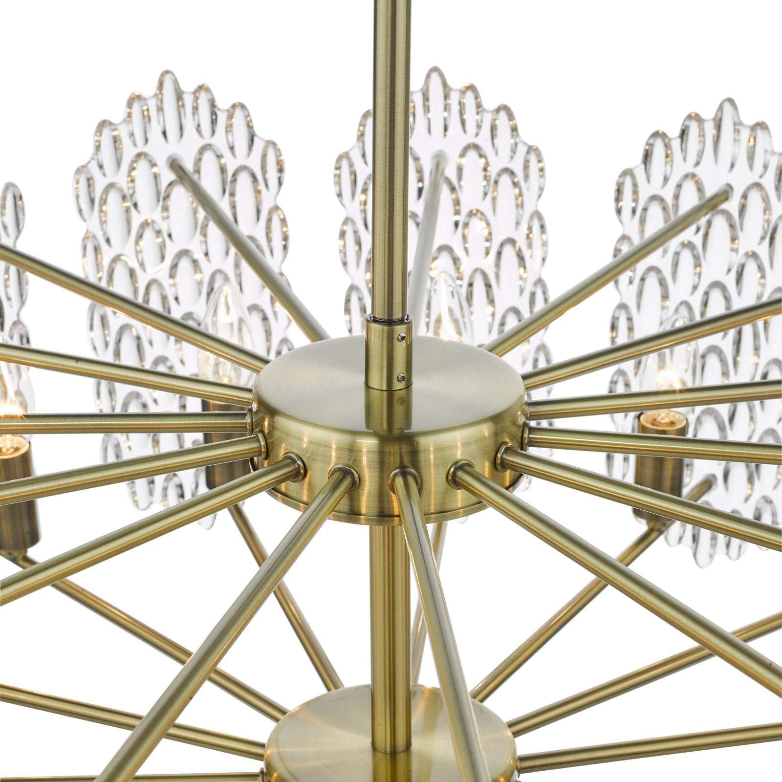 Porthos 15 Light Pendant Antique Brass Glass