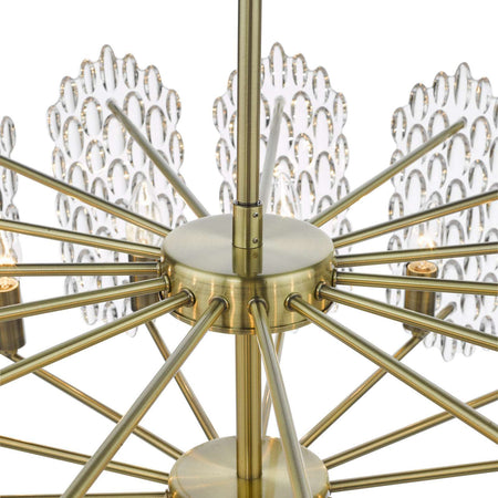 Porthos 15 Light Pendant Antique Brass Glass
