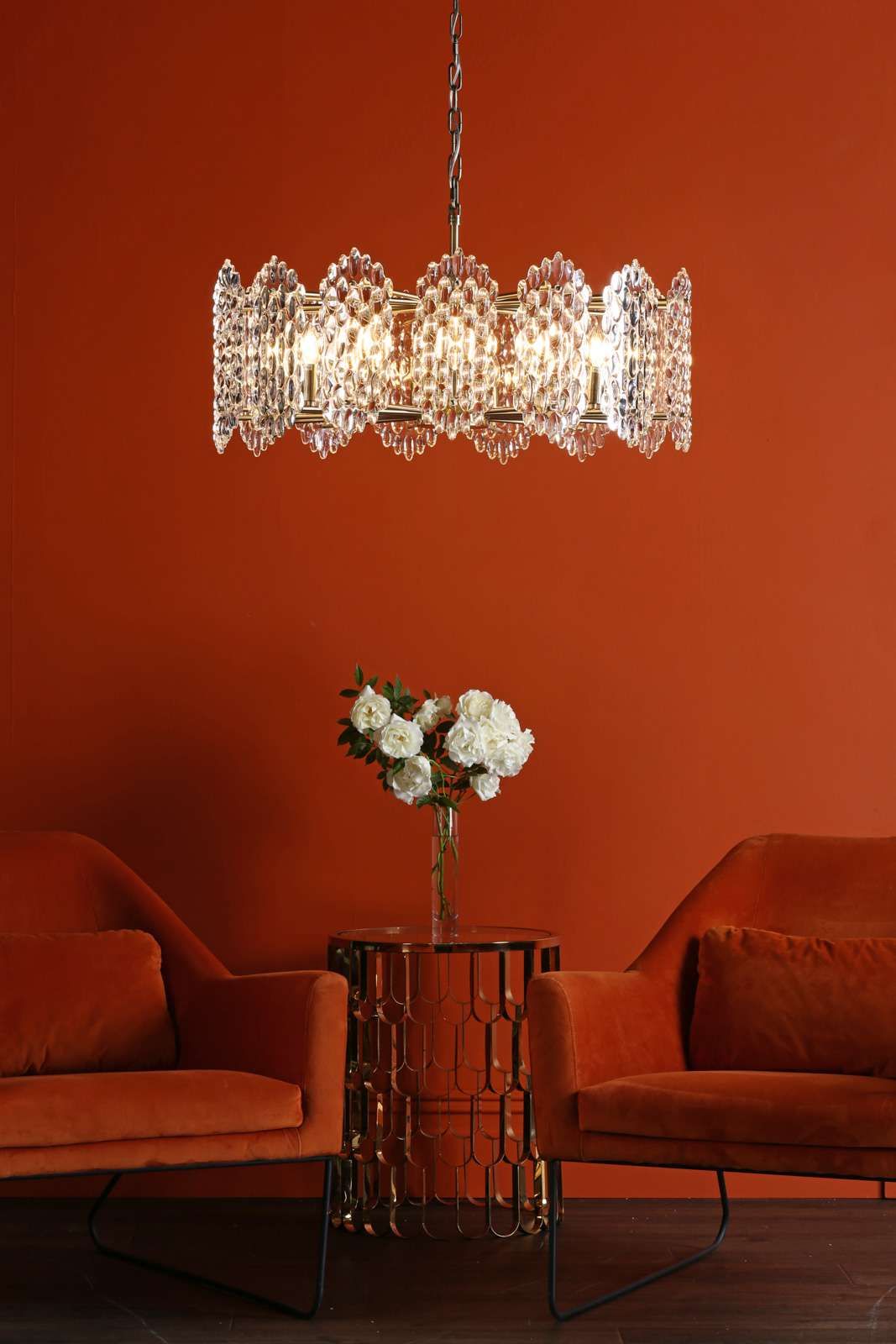 Porthos 15 Light Pendant Antique Brass Glass