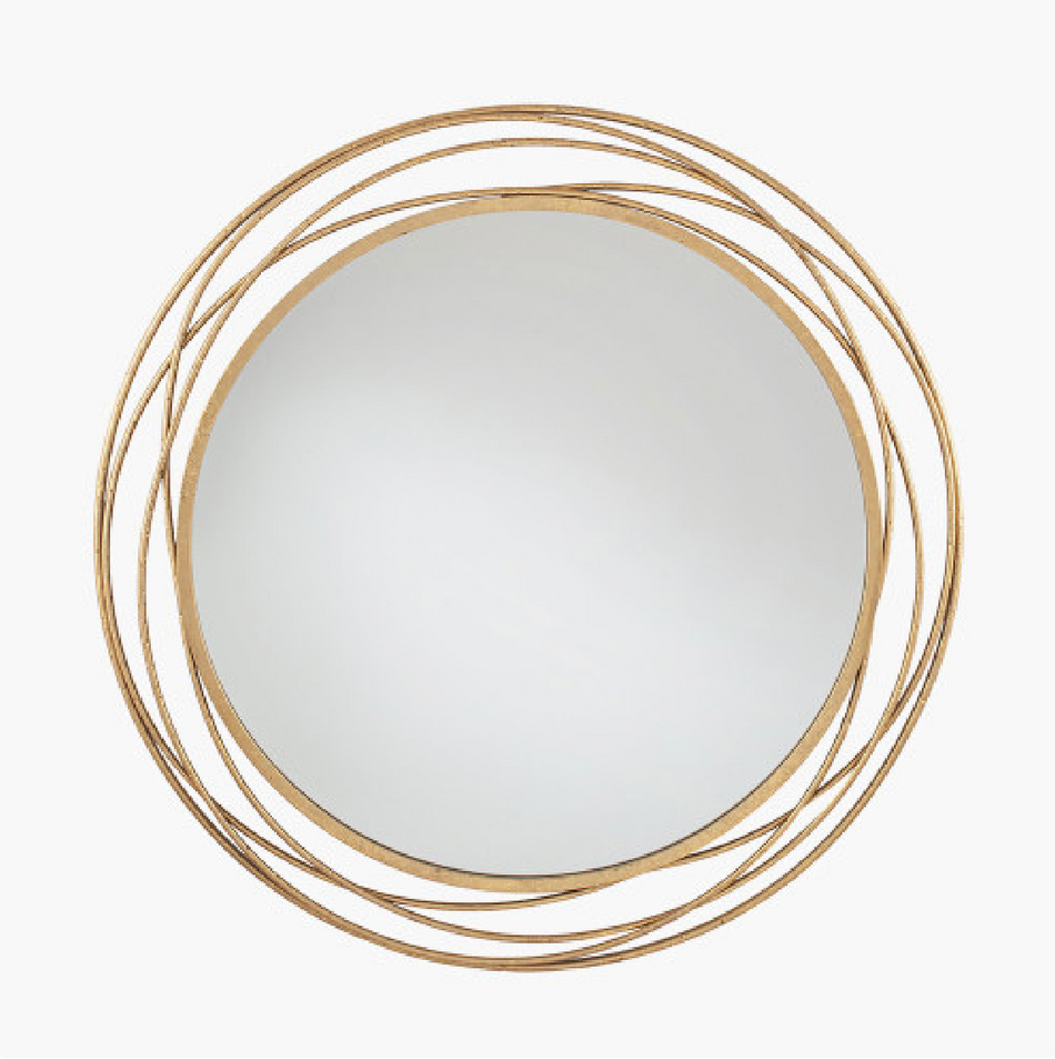 Antique Gold Metal Round Wall Mirror
