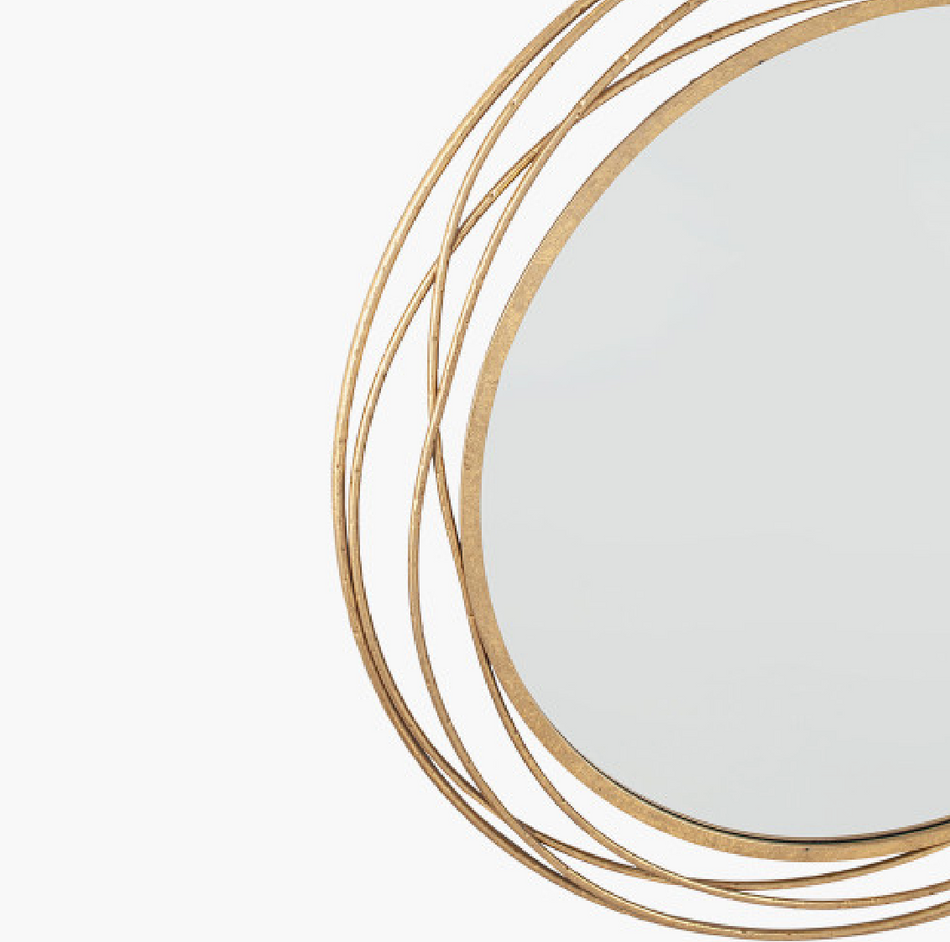 Antique Gold Metal Round Wall Mirror