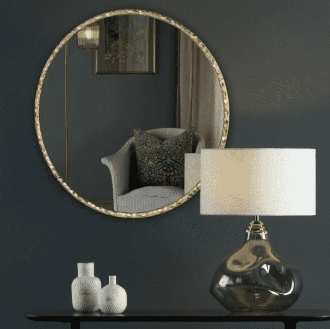 Jinelle Square Mirror - Textured Gold Frame