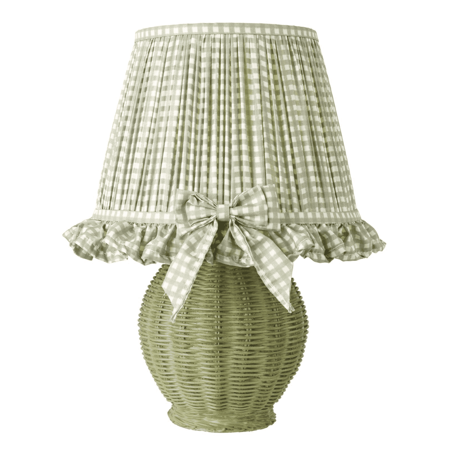 Omer Table Lamp Matt Green and Antique Brass With Shade