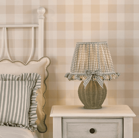 Omer Table Lamp Matt Green and Antique Brass With Shade