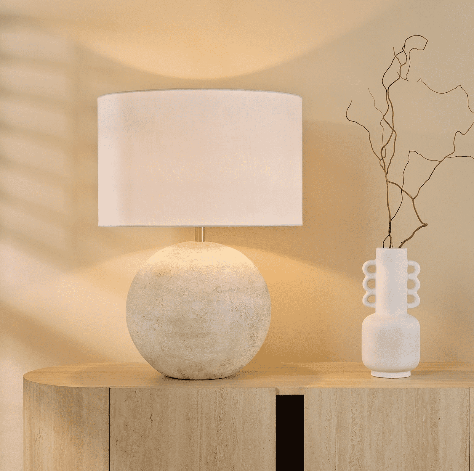 Havana Ceramic Table Lamp Natural Finish With Shade