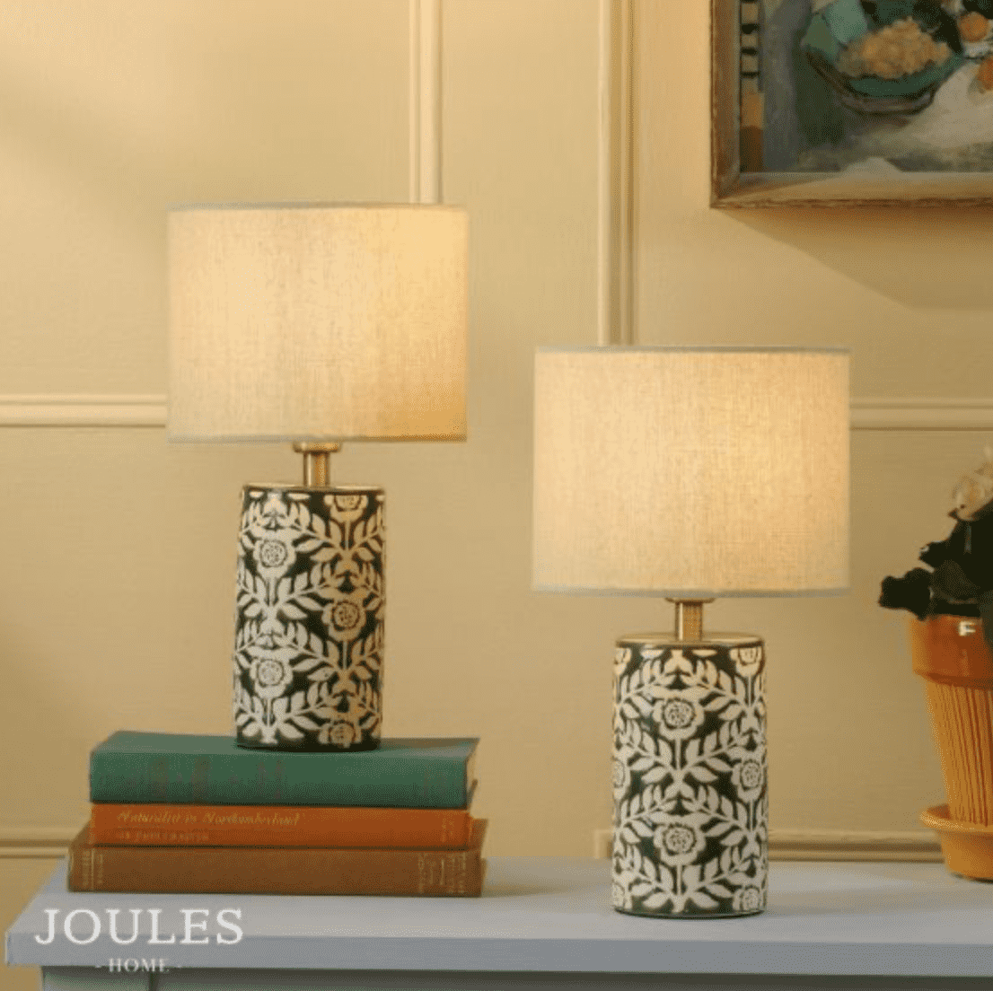 Joules Highclere Table Lamp Green Ceramic With Shade