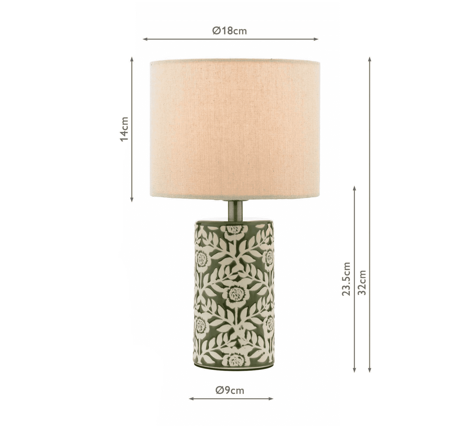 Joules Highclere Table Lamp Green Ceramic With Shade