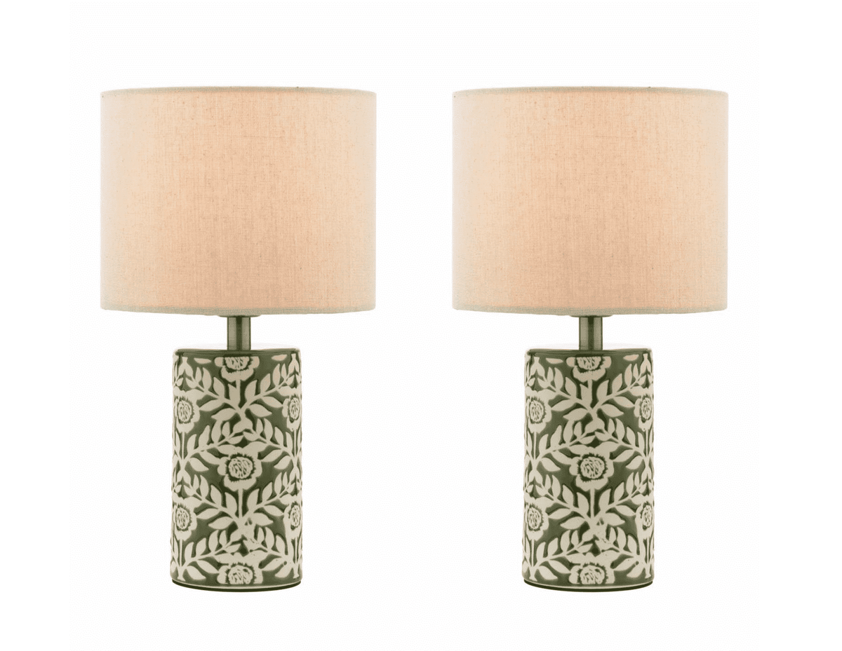 Joules Highclere Table Lamp Green Ceramic With Shade