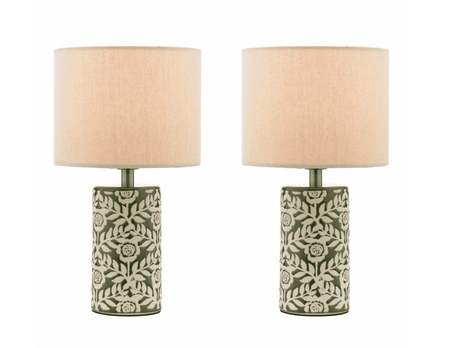 Joules Highclere Table Lamp Green Ceramic With Shade