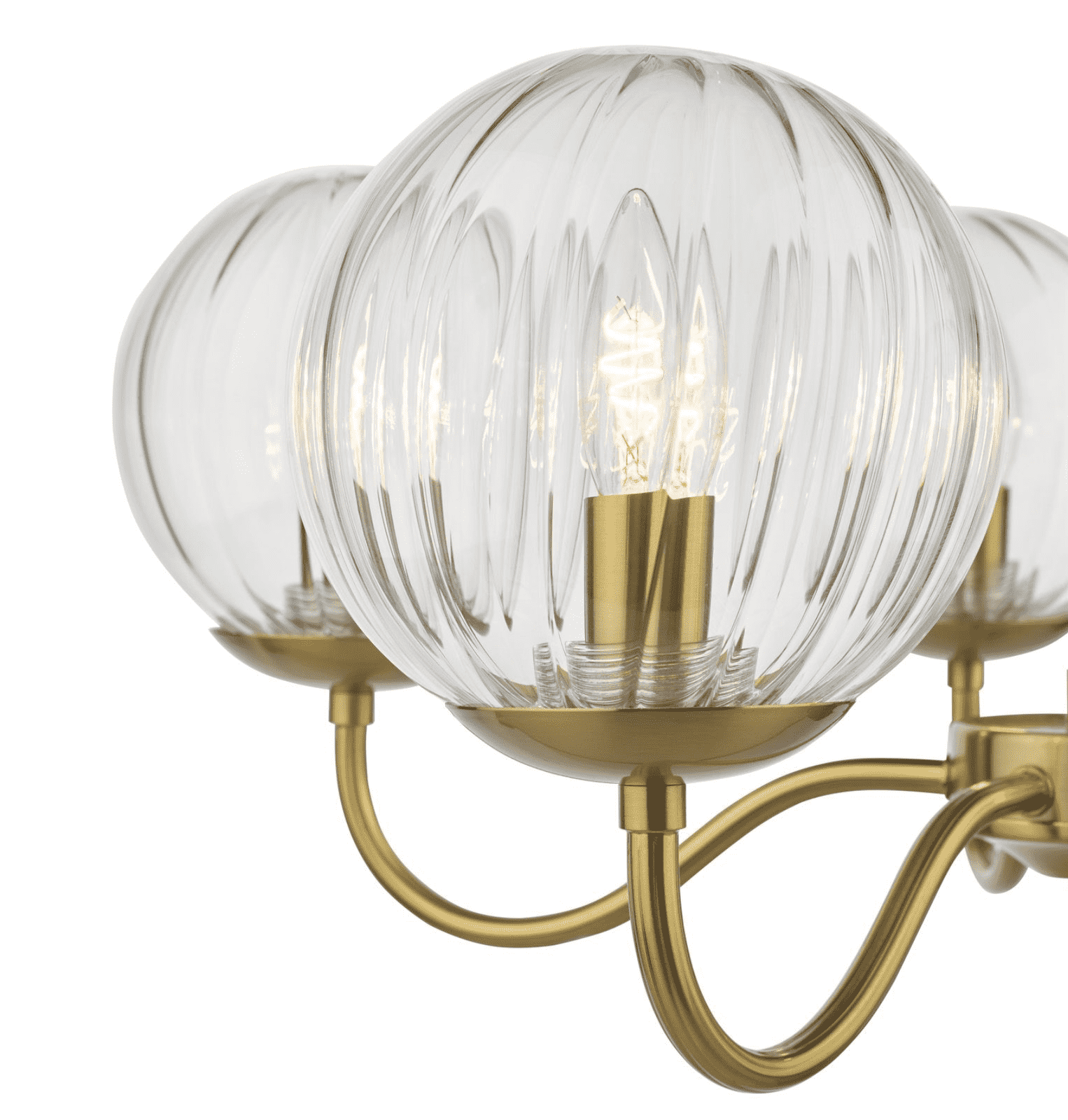 Jocelyn 5LT Armed Pendant Natural Brass and Glass