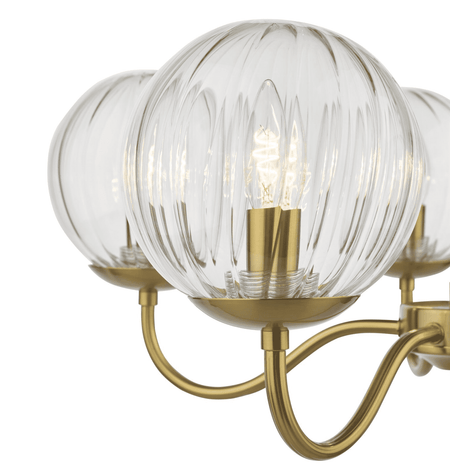 Jocelyn 5LT Armed Pendant Natural Brass and Glass