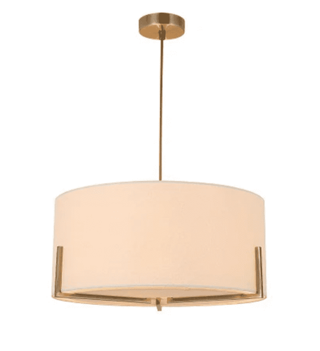 3LT Pendant Antique Brass Finish and Cream Linen Shade