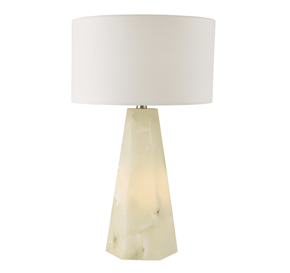 PAGET Table Lamp Alabaster and Matt Antique Brass Base Only