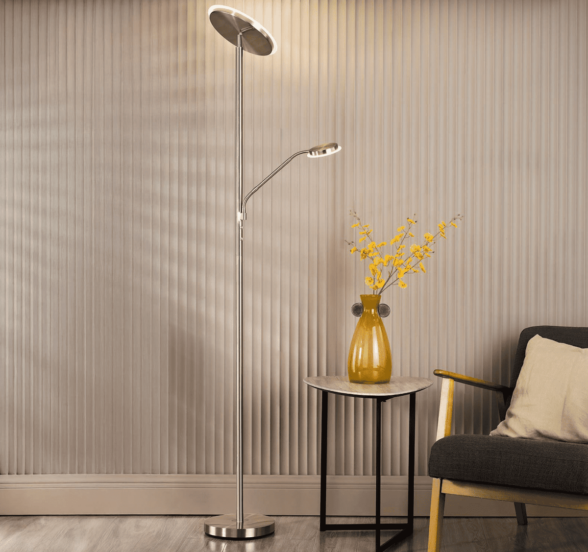 KAMIKA Mother & Child Floor Lamp Satin Chrome LED