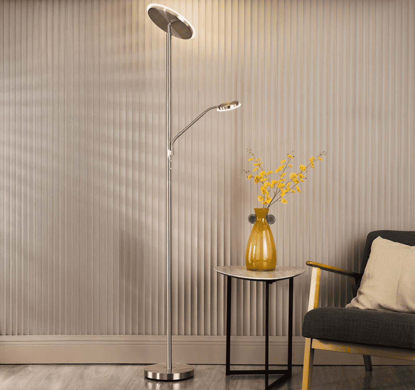 KAMIKA Mother & Child Floor Lamp Satin Chrome LED